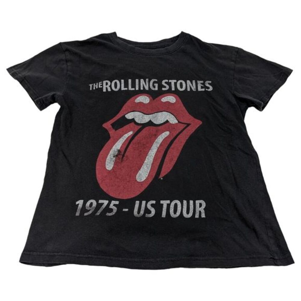 THE ROLLING STONES 1975 US Tour Black Short Sleeve T-Shirt